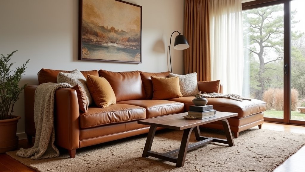 cozy brown leather couches