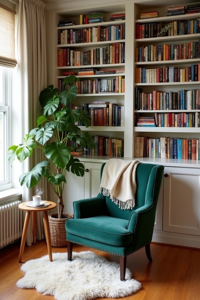 cozy built in bookshelf sanctuary