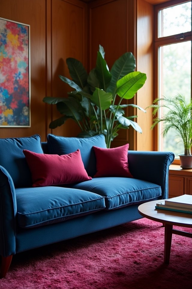 cozy burgundy living room