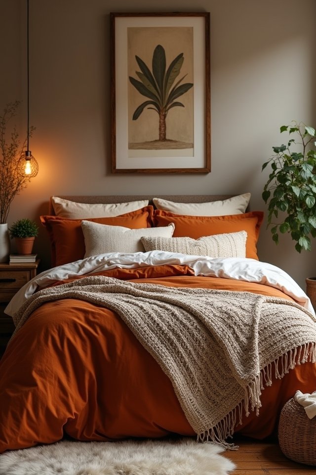 cozy burnt orange bedding