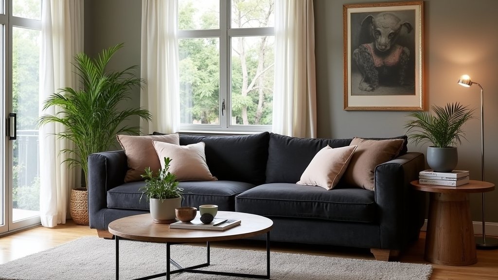 cozy charcoal couch aesthetics