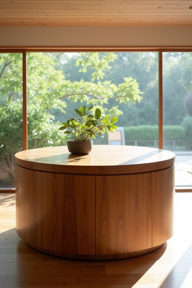 cozy circular wooden island