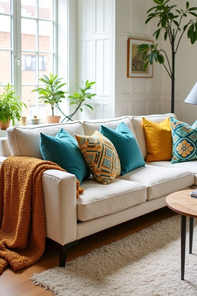 cozy colorful blanket accents
