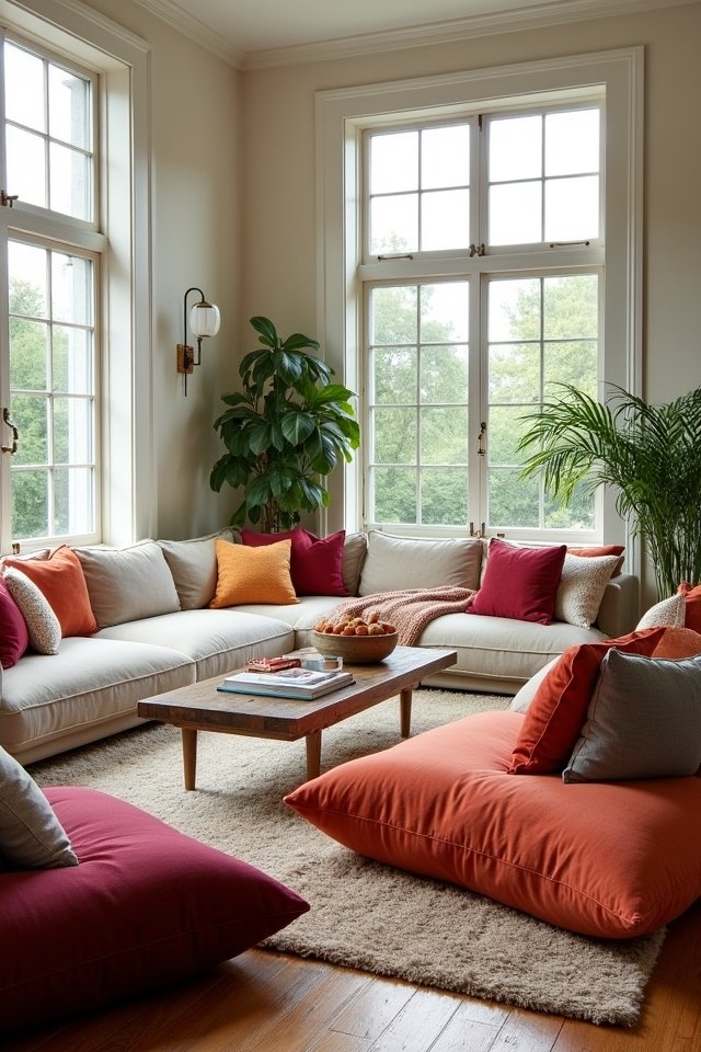 cozy colorful floor seating