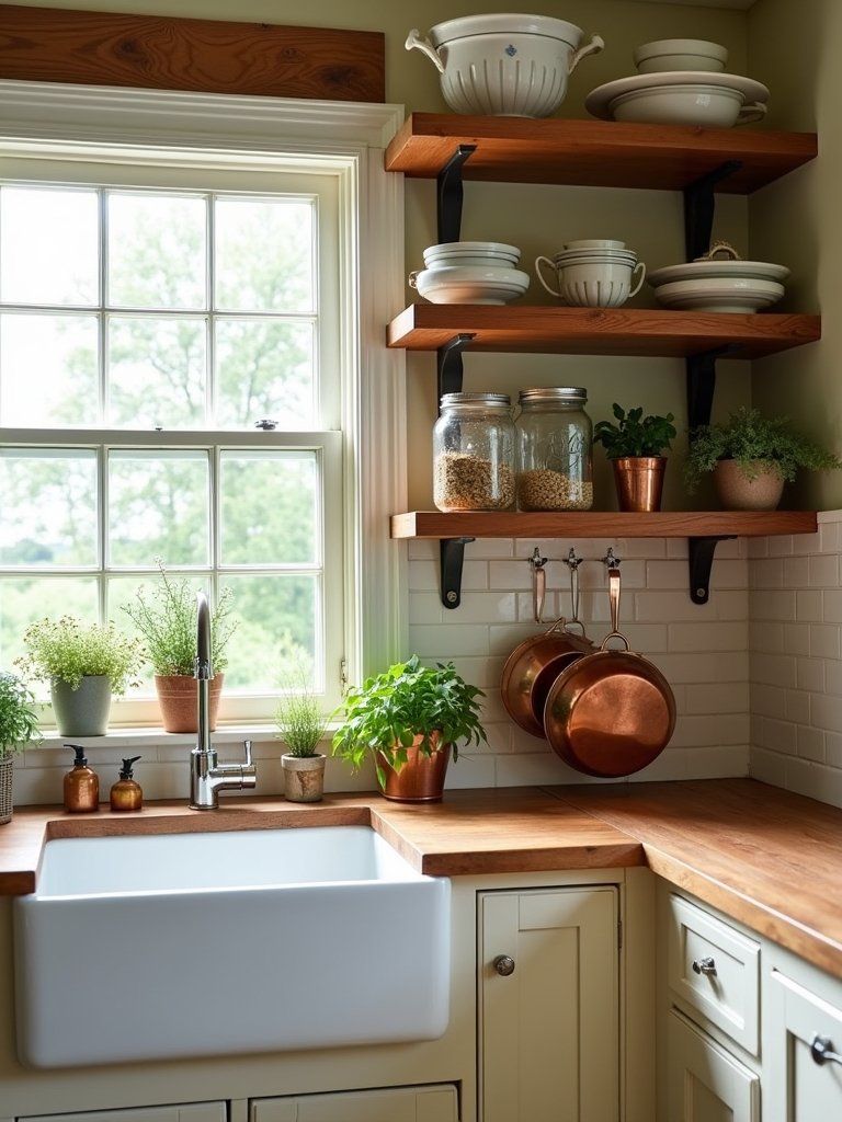 cozy colorful open shelving