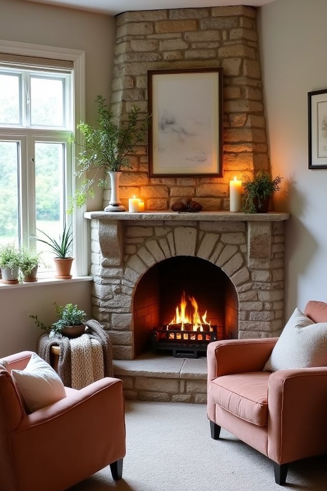 cozy corner fireplace retreat