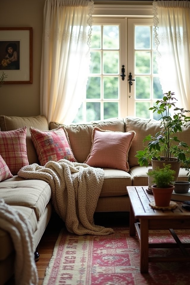 cozy cottagecore pattern mixing