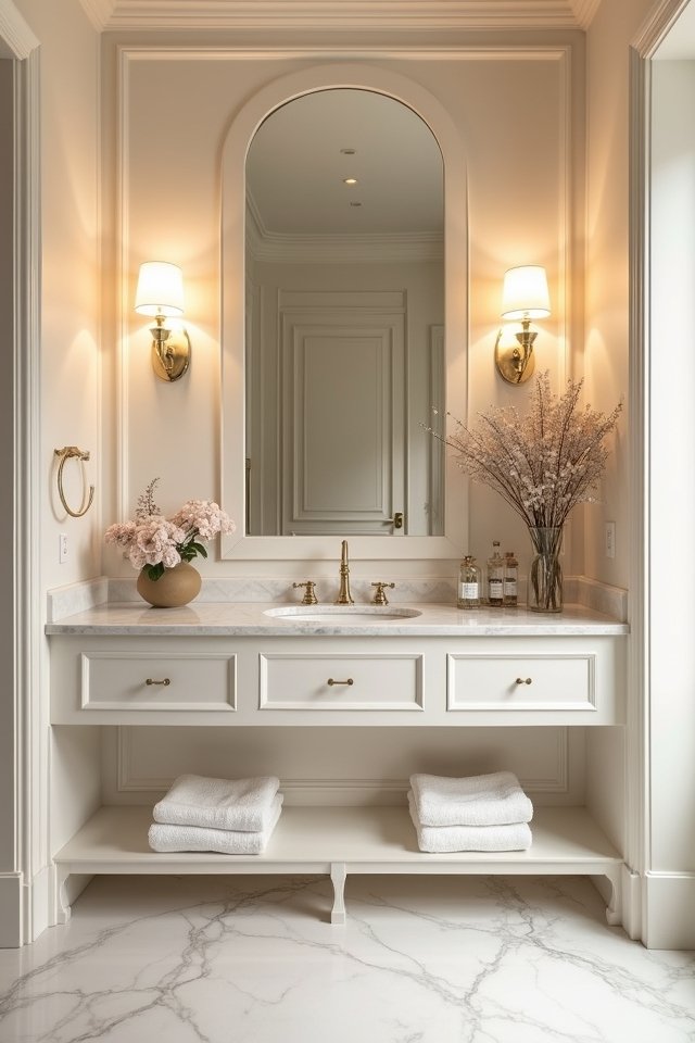 cozy cream bathroom lighting