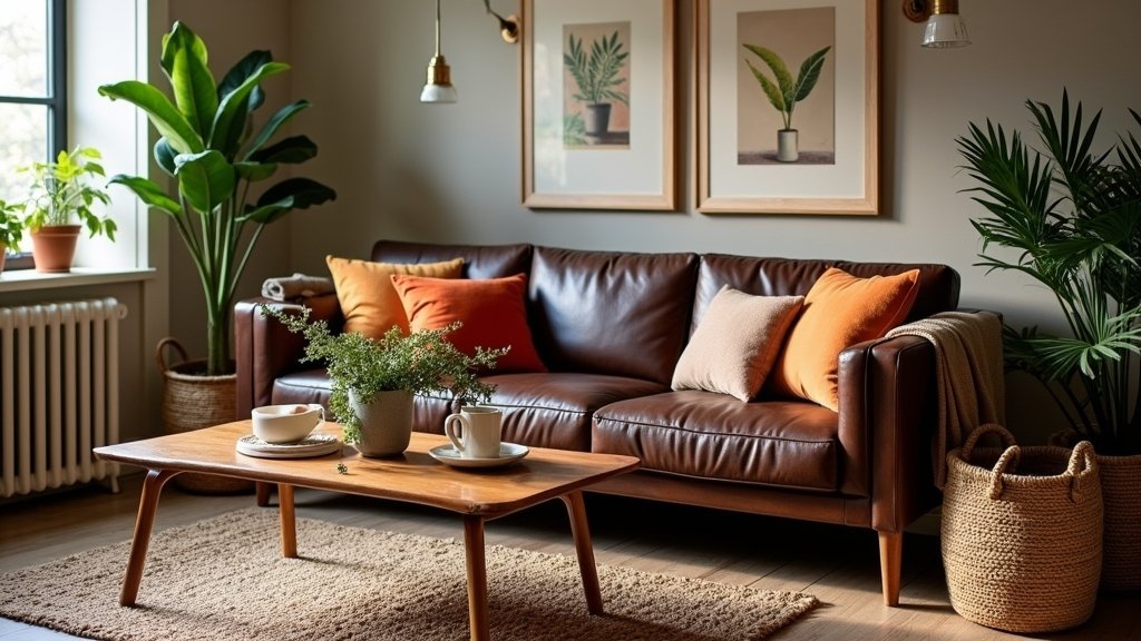 cozy dark brown couches