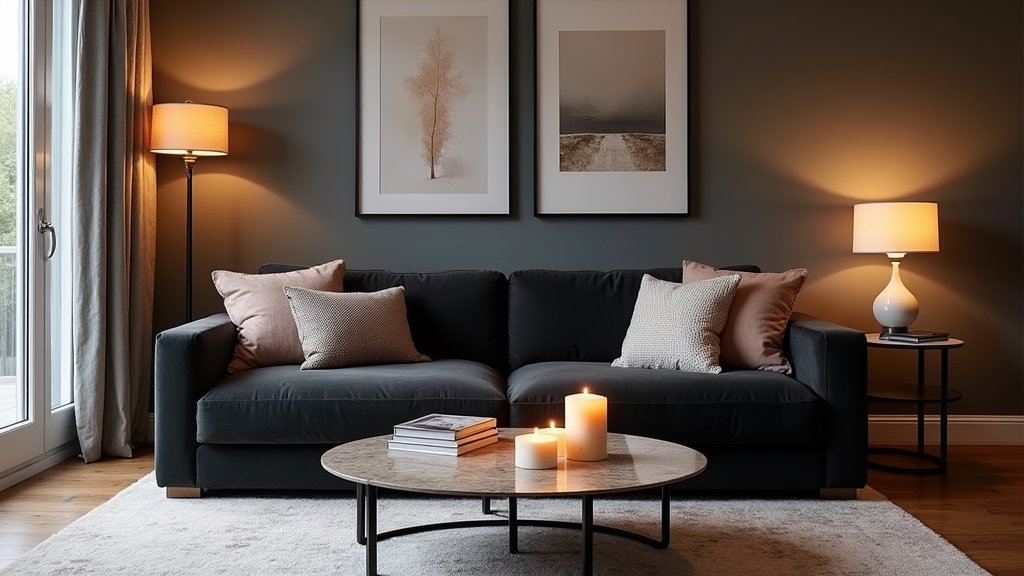 cozy dark grey couches