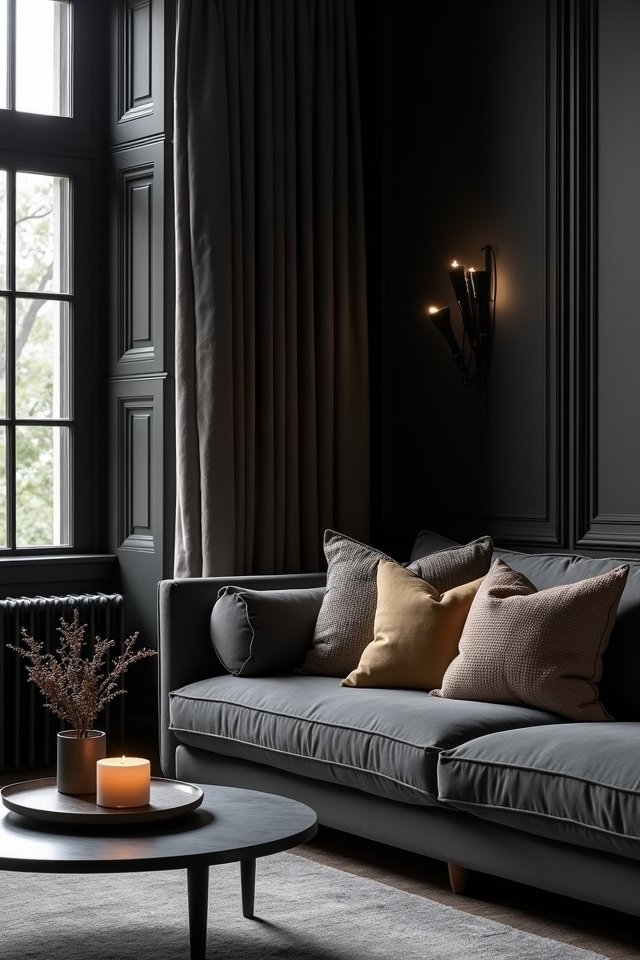 cozy dark window treatments