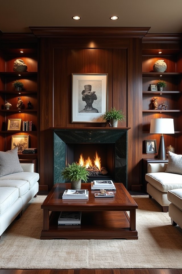 cozy dark wood accents