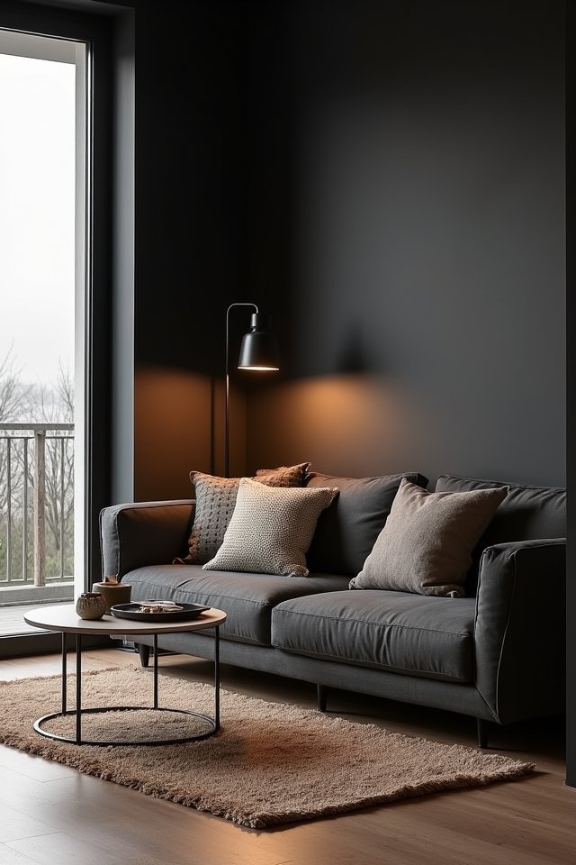 cozy deep charcoal walls