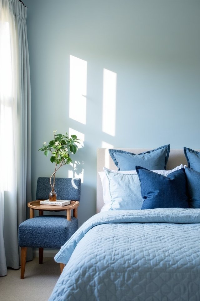 cozy denim inspired bedroom decor