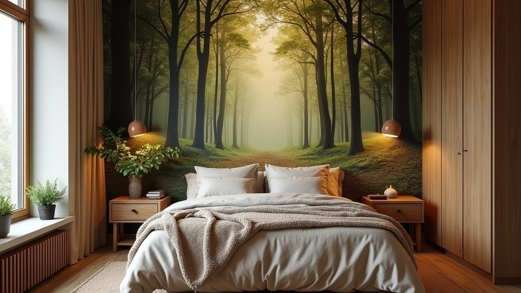 cozy earthy bedroom murals