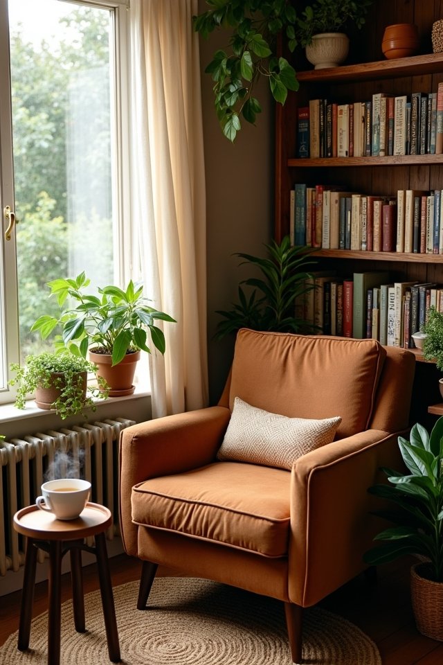 cozy earthy reading nook