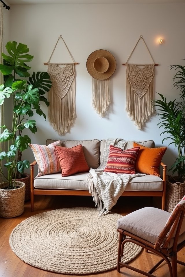 cozy eclectic layered textiles