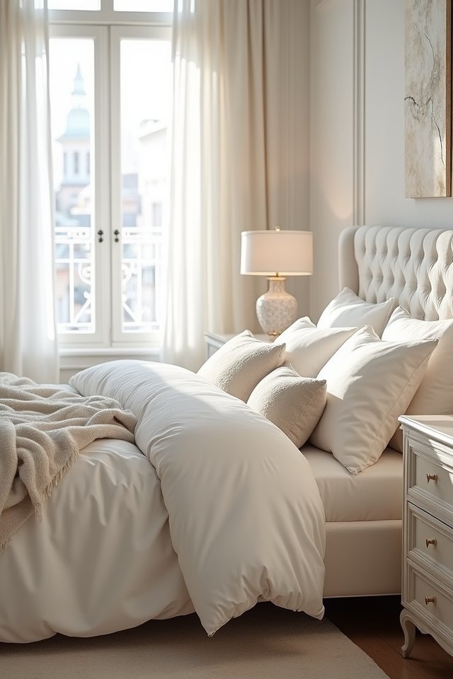 cozy elegant white bed