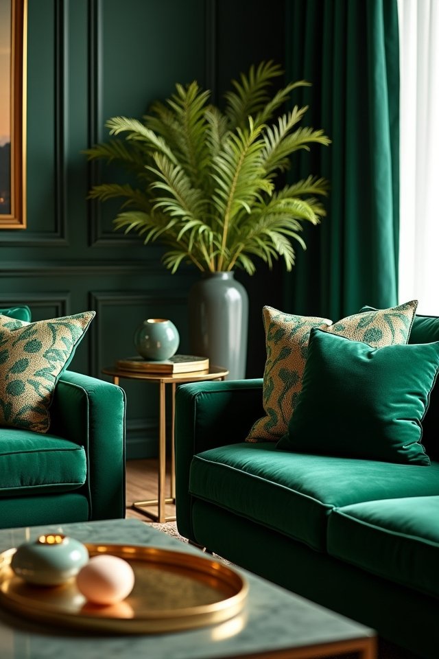 cozy emerald gold contrast