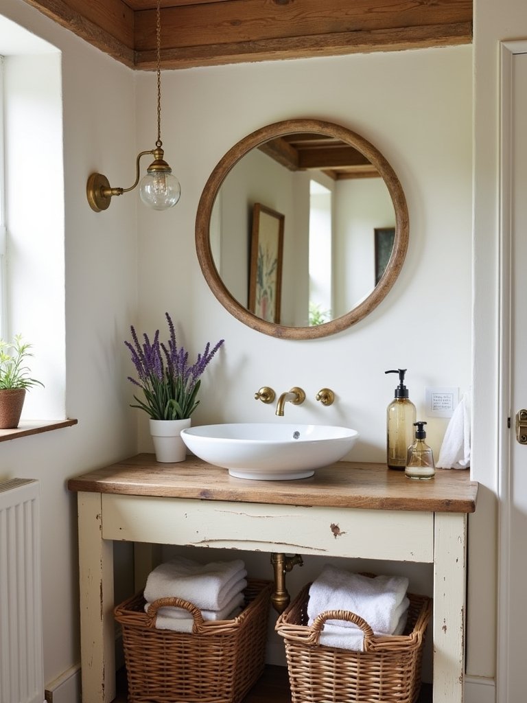 cozy farmhouse inspired bathroom sinks