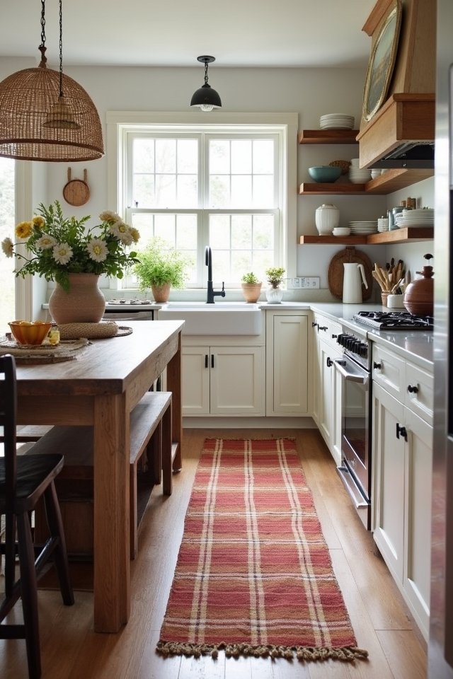 cozy farmhouse plaid runner