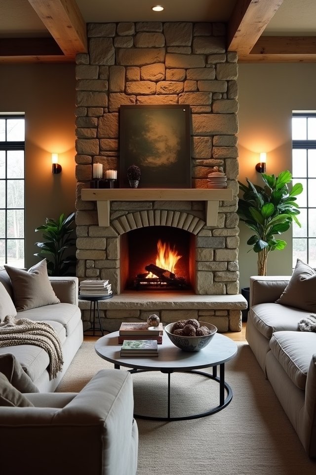 cozy fireplace and fire pit