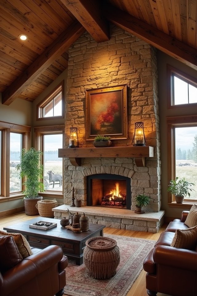 cozy fireplace as focal point