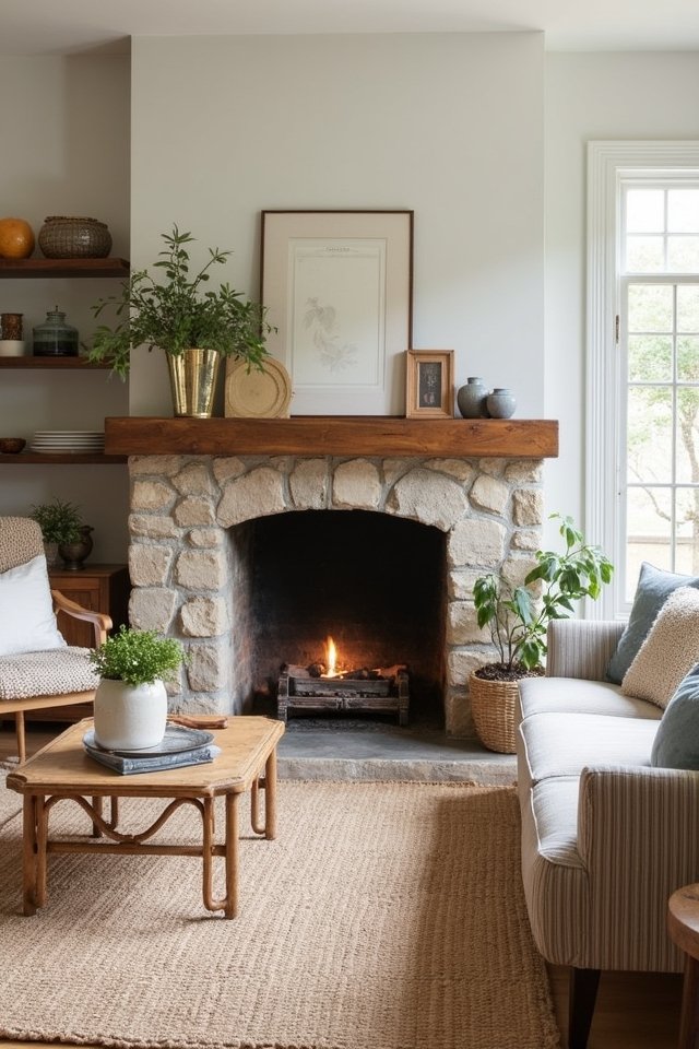 cozy fireplace conversation starter