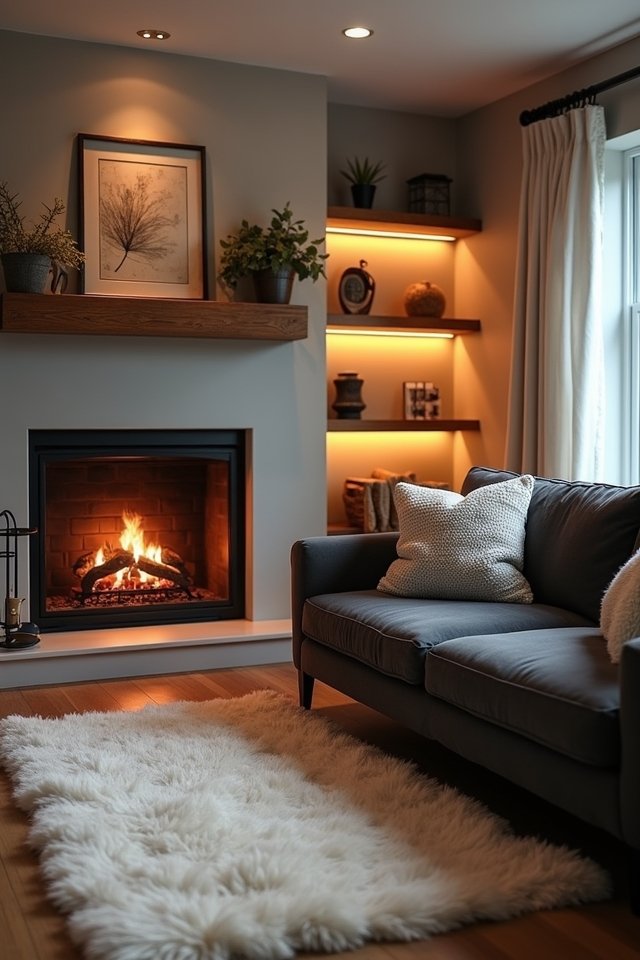cozy fireplace enhances living room