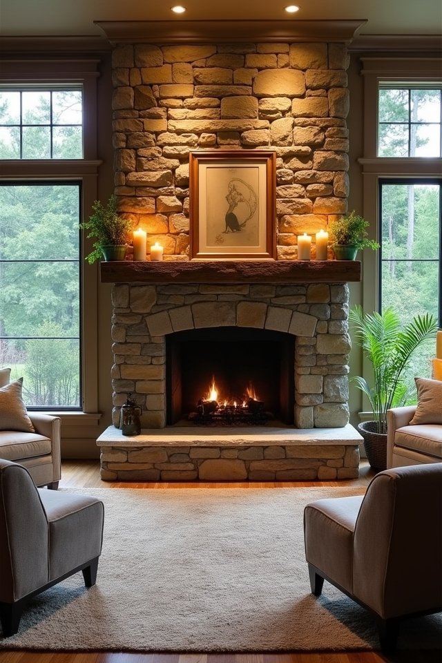 cozy fireplace focal point