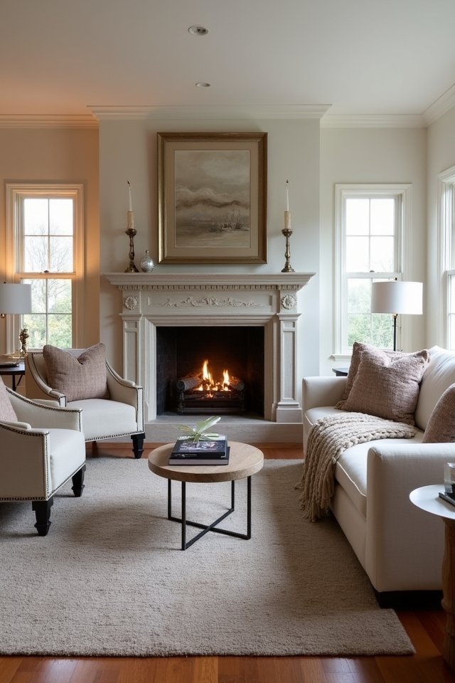 cozy fireplace focal point