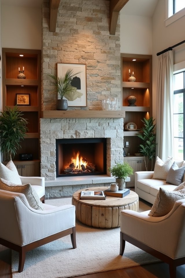 cozy fireplace focal point