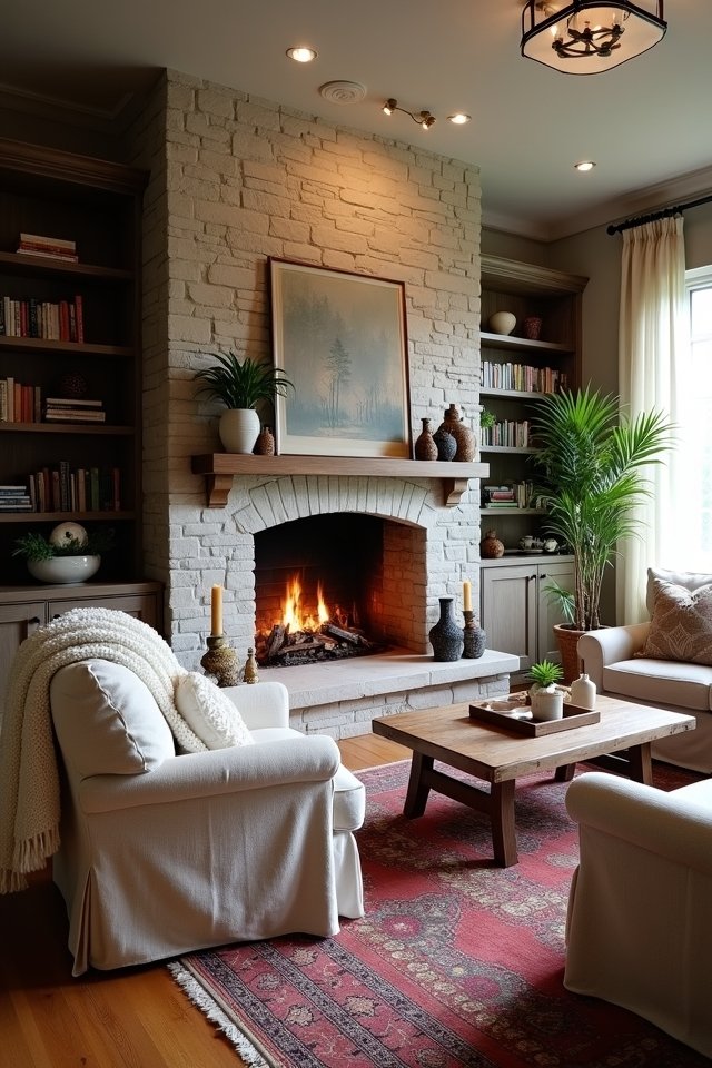 cozy fireplace focal point