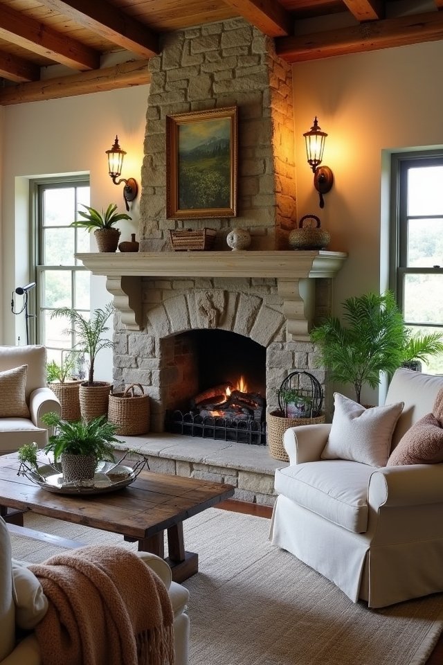 cozy fireplace focal point