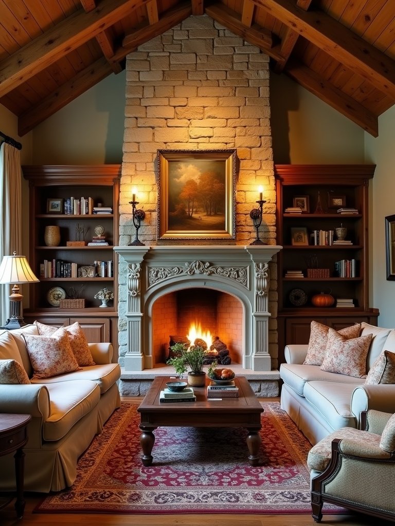 cozy fireplace focal point