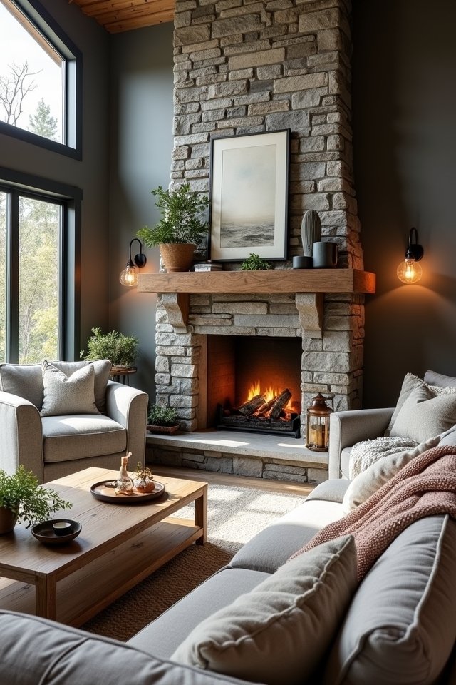 cozy fireplace for warmth