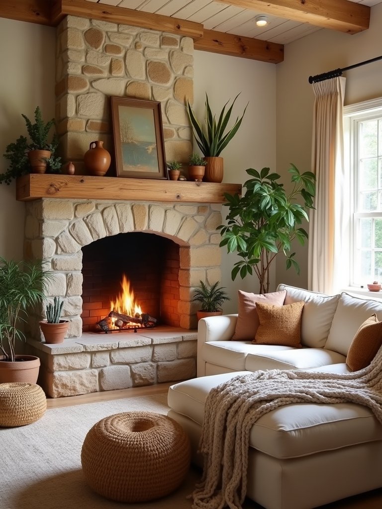 cozy fireplace for warmth
