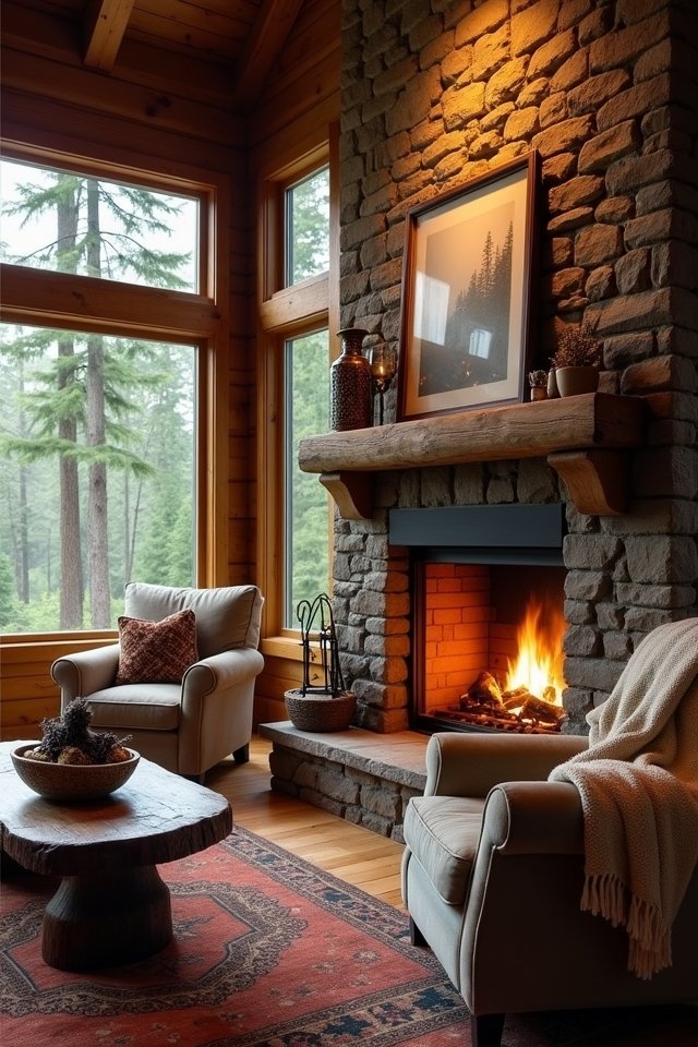 cozy fireplace rustic treasures