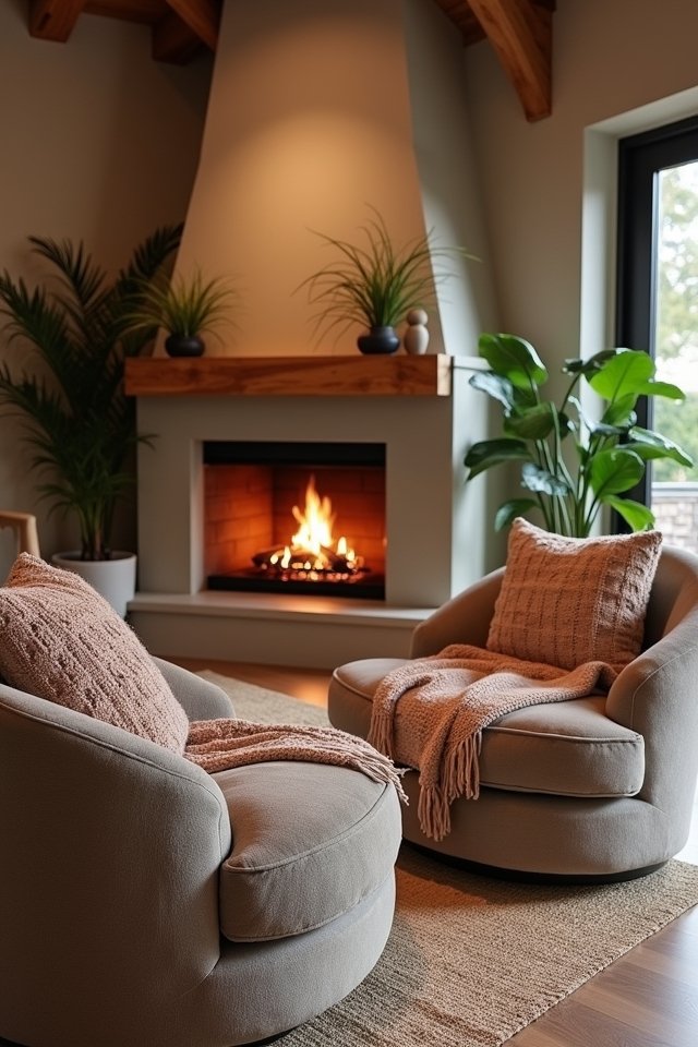 cozy fireplace with decor