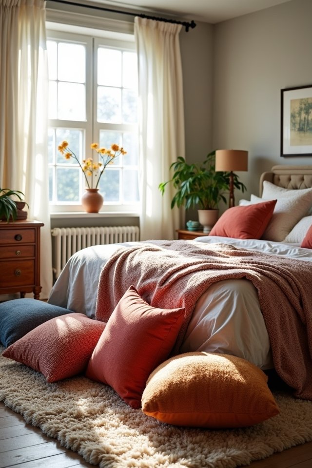 cozy floor pillows and rugs