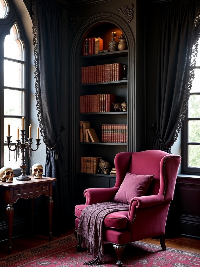 cozy gothic reading nook