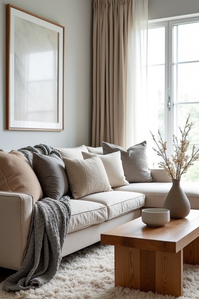cozy gray and beige throws
