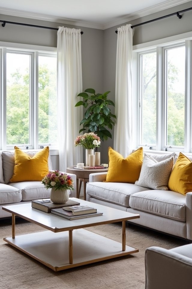 cozy gray and mustard