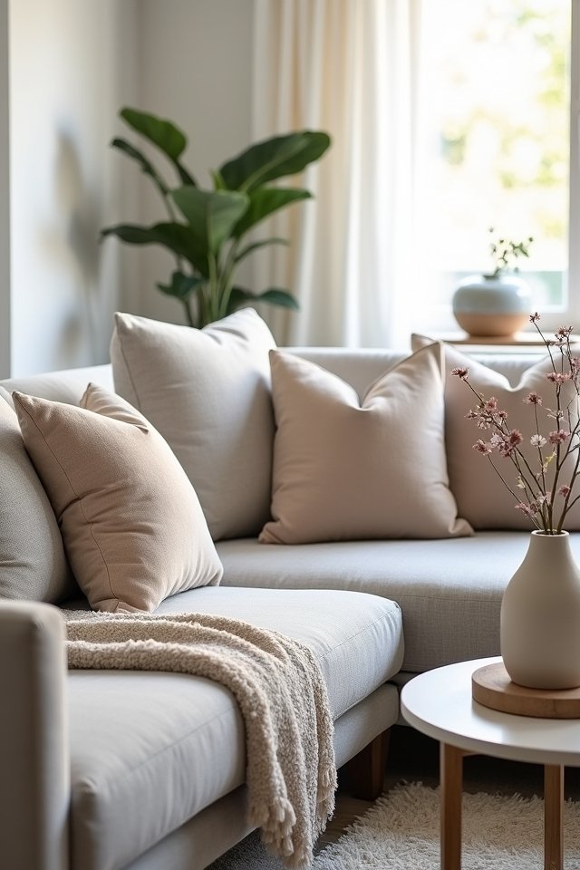 cozy gray beige pillows