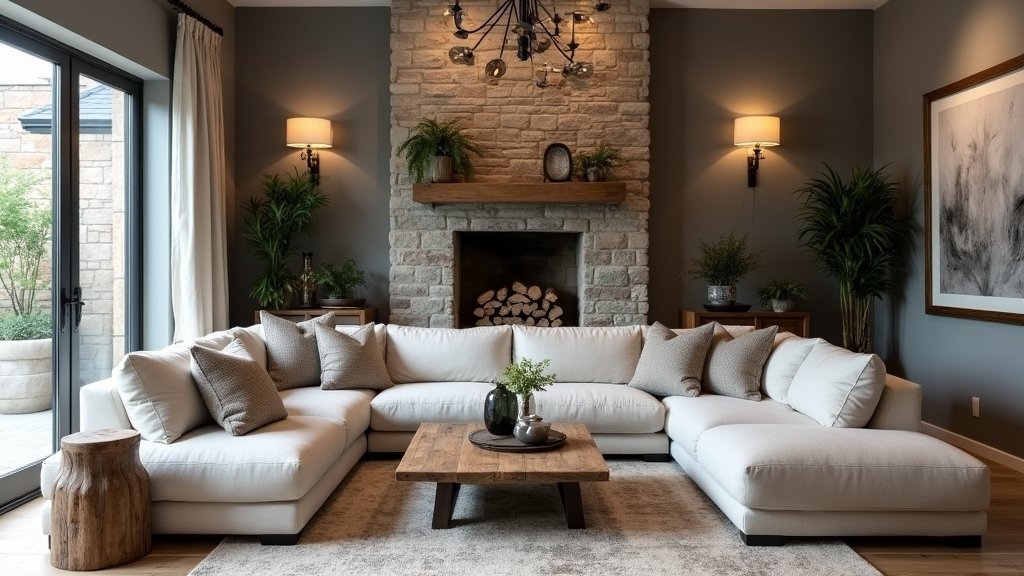 cozy gray rustic living room