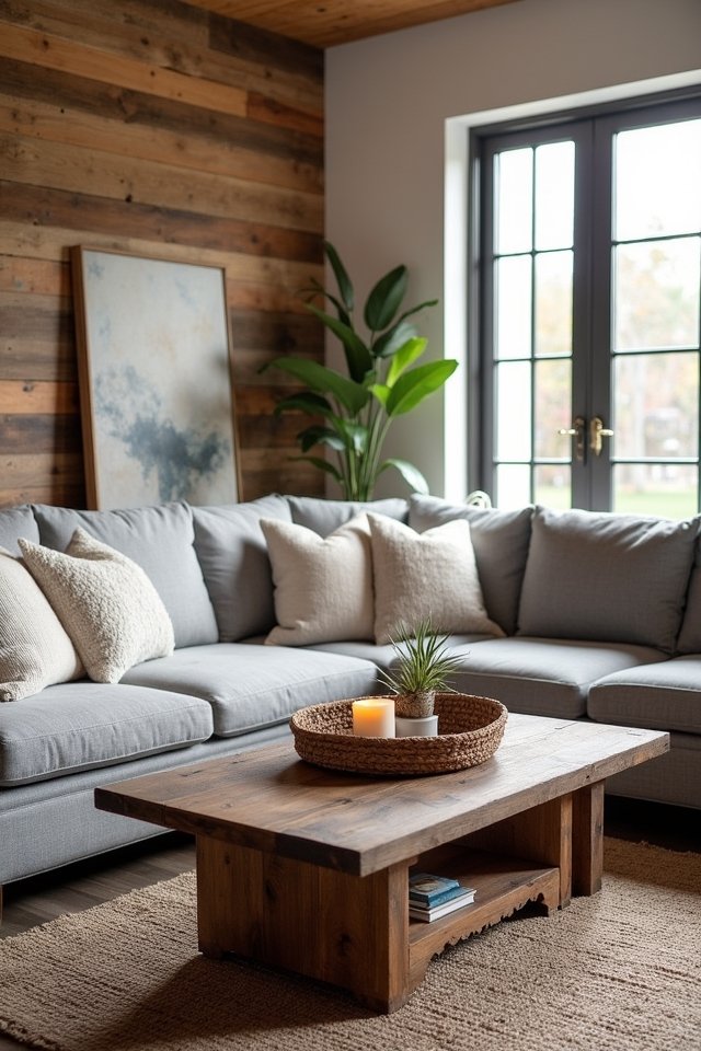 cozy gray sofa accents