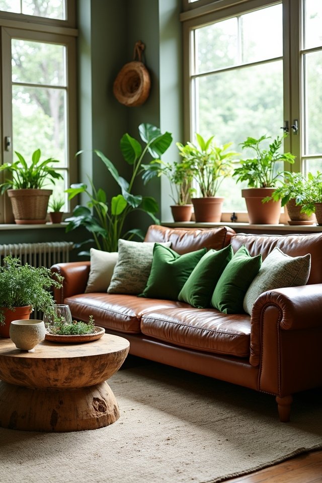 cozy green cushion accents