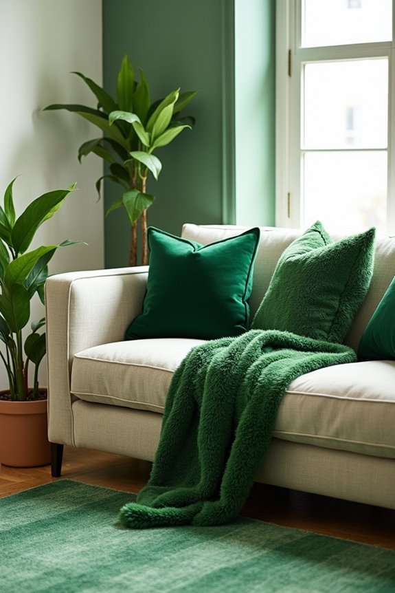 cozy green decor accents
