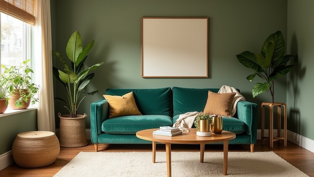 cozy green living room inspiration