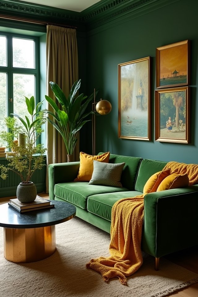 cozy green sofa elegance
